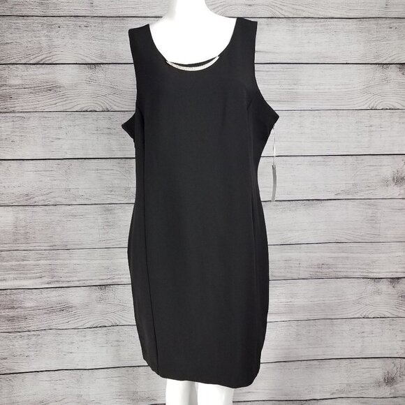 NEW HAVE Plus Size 2X Sleeveless Black Sheath Dress LBD - Picture 1 of 7